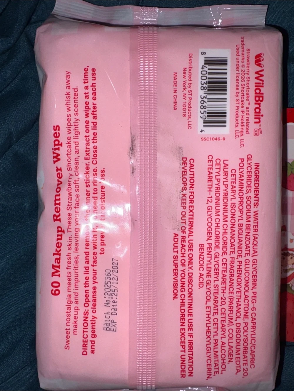 Strawberry Shortcake Pink Makeup Wristbands, Large Makeup Wipes & Lip Balms